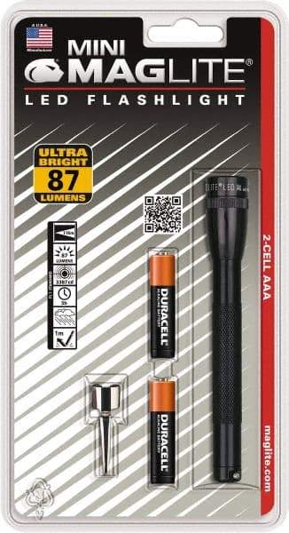Mag-Lite - Clear LED Bulb, 111 Lumens, Mini Flashlight - Black Aluminum Body, 2 AAA Batteries Included - Eagle Tool & Supply