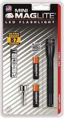 Mag-Lite - Clear LED Bulb, 111 Lumens, Mini Flashlight - Black Aluminum Body, 2 AAA Batteries Included - Eagle Tool & Supply