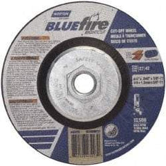 Norton - 36 Grit, 4-1/2" Wheel Diam, 1/16" Wheel Thickness, Type 27 Depressed Center Wheel - Zirconia Alumina, T Hardness, 13,580 Max RPM, Compatible with Angle Grinder - Eagle Tool & Supply