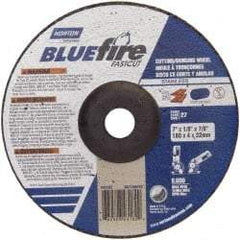 Norton - 30 Grit, 7" Wheel Diam, 1/8" Wheel Thickness, 7/8" Arbor Hole, Type 27 Depressed Center Wheel - Zirconia Alumina, T Hardness, 8,600 Max RPM, Compatible with Angle Grinder - Eagle Tool & Supply
