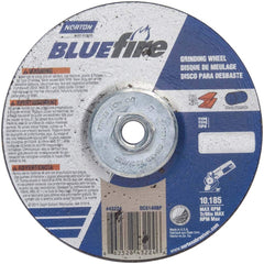 Norton - 24 Grit, 6" Wheel Diam, 1/4" Wheel Thickness, Type 27 Depressed Center Wheel - Eagle Tool & Supply