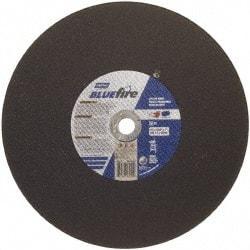 Norton - 16" 30 Grit Zirconia Alumina Cutoff Wheel - 5/32" Thick, 1" Arbor, 3,820 Max RPM, Use with Stationary Tools - Eagle Tool & Supply