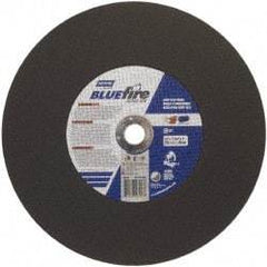 Norton - 14" 36 Grit Zirconia Alumina Cutoff Wheel - 7/64" Thick, 1" Arbor, 4,365 Max RPM, Use with Stationary Tools - Eagle Tool & Supply