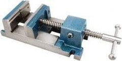 Gibraltar - 6" Jaw Opening Capacity x 2" Throat Depth, Drill Press Vise - 6" Wide Jaw, Stationary Base, Rapid Acting, 16-1/2" OAL x 3" Overall Height, Cast Iron - Eagle Tool & Supply