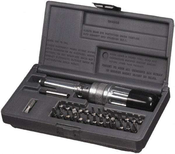 SK - 29 Piece, 2 to 36 In/Lb, Industrial Adjustable Torque Limiting Screwdriver Kit - 1/4" Drive - Eagle Tool & Supply