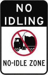 NMC - "No Idle Zone", 18" Long x 12" Wide, Aluminum Safety Sign - Use for Workplace/Safety - Eagle Tool & Supply