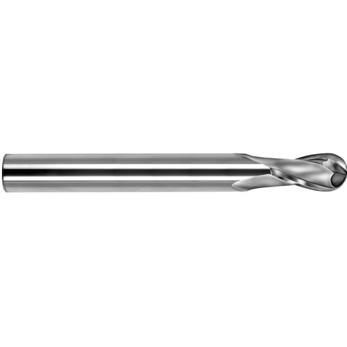‎1/2″ Dia. × 1/2″ Shank × 1″ DOC × 4-1/2″ OAL, Carbide TiCN, Spiral , 2 Flute, 25° Helix, Ballnose End Mill