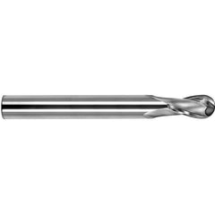 ‎1/2″ Dia. × 1/2″ Shank × 1″ DOC × 4-1/2″ OAL, Carbide TiCN, Spiral , 2 Flute, 25° Helix, Ballnose End Mill