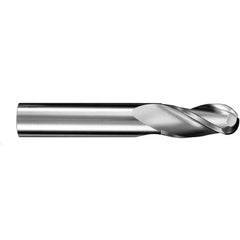 20 mm Dia. × 20 mm Shank × 38 mm DOC × 100 mm OAL, Carbide Uncoated, Spiral , 3 Flute, 30° Helix, Ballnose End Mill - Exact Industrial Supply