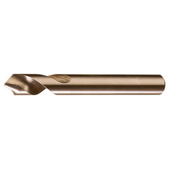 ‎1/4-E × 2-1/2″ OAL 120 Degree HSSCoPM Radial NC Spotting Drills Gold-Black Oxide - Exact Industrial Supply