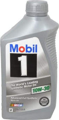 Mobil - 1 Quart Synthetic Engine Oil - Grade 10W-30 - Eagle Tool & Supply