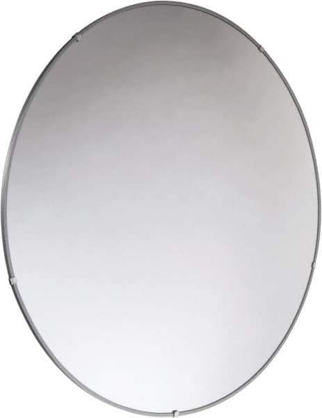PRO-SAFE - Indoor Round Convex Safety, Traffic & Inspection Mirrors - Acrylic Lens, Laminated Hardboard Backing, 36" Diam x 2-3/8" High, 38' Max Covered Distance - Eagle Tool & Supply