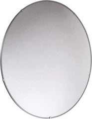 PRO-SAFE - Indoor Round Convex Safety, Traffic & Inspection Mirrors - Acrylic Lens, Laminated Hardboard Backing, 36" Diam x 2-3/8" High, 38' Max Covered Distance - Eagle Tool & Supply