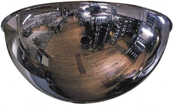 PRO-SAFE - Indoor & Outdoor Full Dome Dome Safety, Traffic & Inspection Mirrors - Acrylic Lens, Fiberboard Backing, 36" Diam x 15-1/2" High, 38' Max Covered Distance - Eagle Tool & Supply
