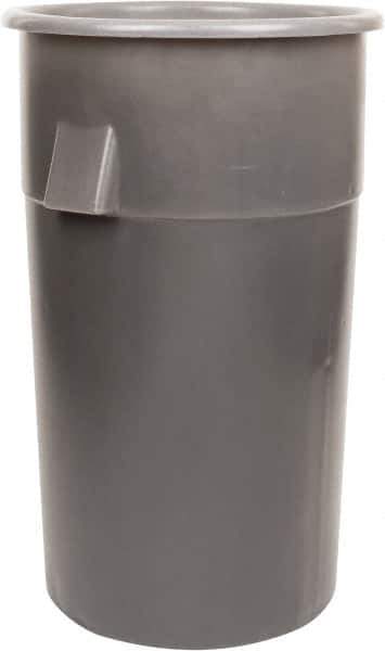 Bayhead Products - 55 Gal Gray Round Trash Can - Polyethylene, 40" High - Eagle Tool & Supply