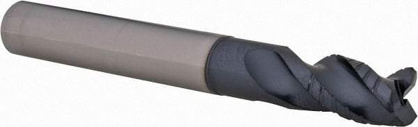 Iscar - 3/8" Diam, 3/4" LOC, 3 Flute Solid Carbide 45° Corner Chamfer Roughing End Mill - TiAlN Finish, 3" OAL, 3/8" Shank Diam, Single End, Extended Reach, 38° Helix - Eagle Tool & Supply