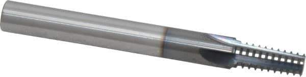 Scientific Cutting Tools - 1/16-27, 1/8-27 Thread, 3/8" Shank Diam, TiN Coating, Solid Carbide Straight Flute Thread Mill - 4 Flutes, 3-1/2" OAL, 1/8" Min Noml Diameter - Eagle Tool & Supply