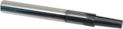 Scientific Cutting Tools - 1/8-27 Thread, 3/8" Shank Diam, TiAlN Coating, Solid Carbide Straight Flute Thread Mill - 4 Flutes, 3-1/2" OAL, 1/8" Min Noml Diameter - Eagle Tool & Supply