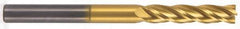 Hertel - 7/16", 2" LOC, 7/16" Shank Diam, 4" OAL, 4 Flute, Solid Carbide Square End Mill - Single End, TiN Finish, 30° Helix, Centercutting, Right Hand Cut, Right Hand Flute - Eagle Tool & Supply