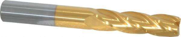 Atrax - 5/8", 2-1/4" LOC, 5/8" Shank Diam, 5" OAL, 4 Flute, Solid Carbide Square End Mill - Single End, TiN Finish, Spiral Flute, 30° Helix, Centercutting, Right Hand Cut, Right Hand Flute - Eagle Tool & Supply