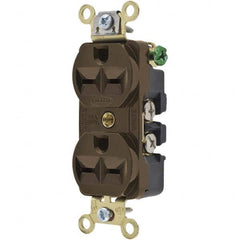 Hubbell Wiring Device-Kellems - 250 VAC 15A NEMA 6-15R Industrial Grade Brown Straight Blade Duplex Receptacle - Eagle Tool & Supply