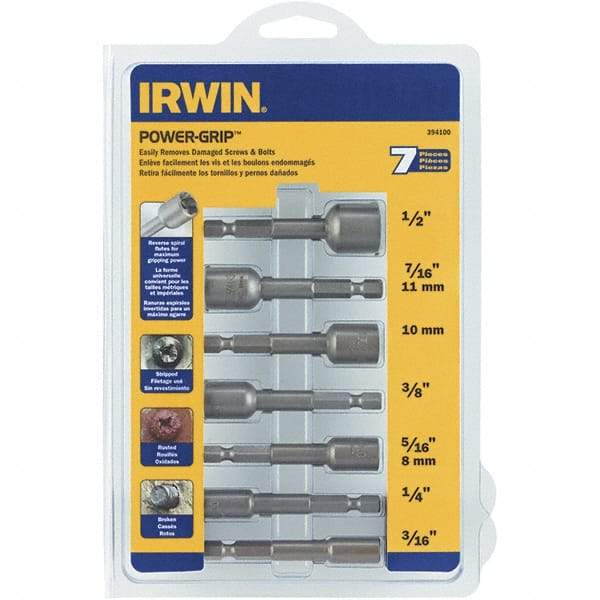 Irwin - 7 Piece Screw & Nut Extractor Set - 1/2 to 3/16 Size Range - Eagle Tool & Supply