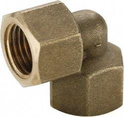 Parker - 1/2 Female Thread, Brass Industrial Pipe 90° Female Elbow - FBSPP, 1,000 psi - Eagle Tool & Supply
