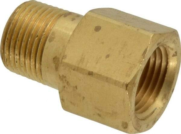 Parker - 3/8 Male Thread x 3/8 Female Thread, Brass Industrial Pipe Adapter - MBSPT x FNPTF, 1,000 psi - Eagle Tool & Supply