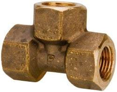 Parker - 1/2 Female Thread, Brass Industrial Pipe Female Tee - FBSPP, 1,000 psi - Eagle Tool & Supply