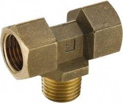 Parker - 1/4 Male Thread x 1/4 Female Thread, Brass Industrial Pipe Male Branch Tee - MBSPT x FBSPP, 1,000 psi - Eagle Tool & Supply