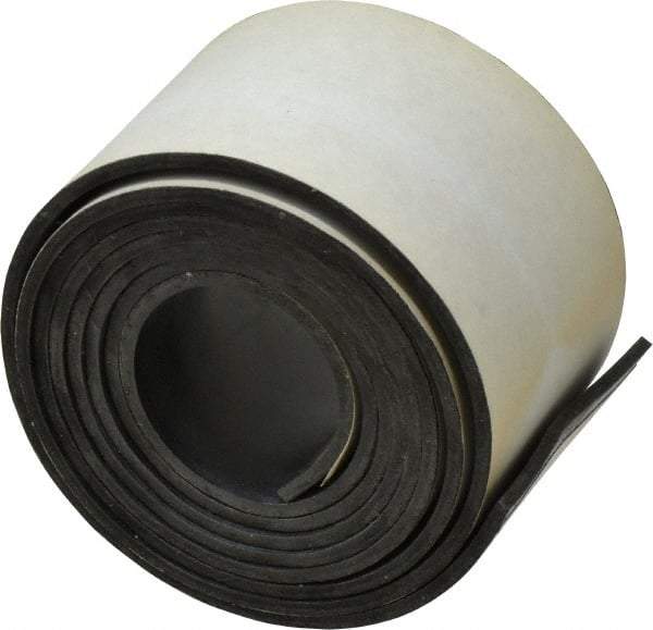 Made in USA - 60" Long, 2" Wide, 0.093" Thick, Buna-N Rubber Foam Sheet - 50 to 60 Durometer, Black, -20 to 180°F, 2,500 psi Tensile Strength, Adhesive Backing, Stock Length - Eagle Tool & Supply