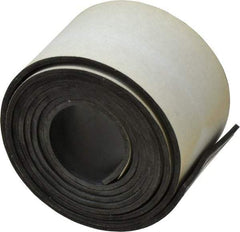 Made in USA - 60" Long, 2" Wide, 0.093" Thick, Buna-N Rubber Foam Sheet - 50 to 60 Durometer, Black, -20 to 180°F, 2,500 psi Tensile Strength, Adhesive Backing, Stock Length - Eagle Tool & Supply