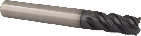 Iscar - 3/8", 4 Flute, Single End, Solid Carbide, Corner Chamfer End Mill - 3" OAL, 45° Helix, Right Hand Flute, 3/4" LOC, Right Hand Cut - Eagle Tool & Supply
