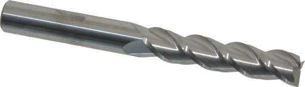 Accupro - 7/16", 2" LOC, 7/16" Shank Diam, 4" OAL, 3 Flute, Solid Carbide Square End Mill - Single End, Uncoated, Spiral Flute, 40° Helix, Centercutting, Right Hand Cut, Right Hand Flute - Eagle Tool & Supply