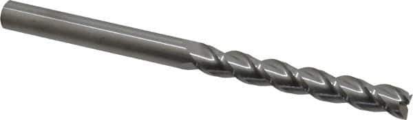 Accupro - 7/16", 3" LOC, 7/16" Shank Diam, 6" OAL, 3 Flute, Solid Carbide Square End Mill - Single End, Uncoated, Spiral Flute, 40° Helix, Centercutting, Right Hand Cut, Right Hand Flute - Eagle Tool & Supply