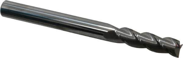 Accupro - 9/16", 2" LOC, 9/16" Shank Diam, 6" OAL, 3 Flute, Solid Carbide Square End Mill - Single End, Uncoated, Spiral Flute, 40° Helix, Centercutting, Right Hand Cut, Right Hand Flute - Eagle Tool & Supply