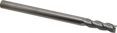 Accupro - 7/16", 1-1/2" LOC, 7/16" Shank Diam, 6" OAL, 3 Flute, Solid Carbide Square End Mill - Single End, Uncoated, Spiral Flute, 40° Helix, Centercutting, Right Hand Cut, Right Hand Flute - Eagle Tool & Supply
