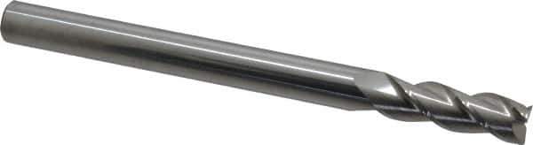 Accupro - 1/2", 1-1/2" LOC, 1/2" Shank Diam, 6" OAL, 3 Flute, Solid Carbide Square End Mill - Single End, Uncoated, Spiral Flute, 40° Helix, Centercutting, Right Hand Cut, Right Hand Flute - Eagle Tool & Supply