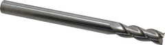 Accupro - 1/2", 1-1/2" LOC, 1/2" Shank Diam, 6" OAL, 3 Flute, Solid Carbide Square End Mill - Single End, Uncoated, Spiral Flute, 40° Helix, Centercutting, Right Hand Cut, Right Hand Flute - Eagle Tool & Supply