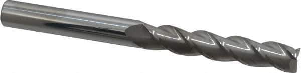 Accupro - 9/16", 3" LOC, 9/16" Shank Diam, 6" OAL, 3 Flute, Solid Carbide Square End Mill - Single End, Uncoated, Spiral Flute, 40° Helix, Centercutting, Right Hand Cut, Right Hand Flute - Eagle Tool & Supply