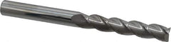 Accupro - 9/16", 3" LOC, 9/16" Shank Diam, 6" OAL, 3 Flute, Solid Carbide Square End Mill - Single End, Uncoated, Spiral Flute, 40° Helix, Centercutting, Right Hand Cut, Right Hand Flute - Eagle Tool & Supply