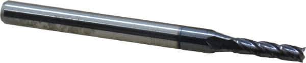 Accupro - 2mm, 8mm LOC, 3mm Shank Diam, 38mm OAL, 4 Flute, Solid Carbide Square End Mill - Single End, AlTiN Finish, Spiral Flute, 30° Helix, Centercutting, Right Hand Cut, Right Hand Flute - Eagle Tool & Supply