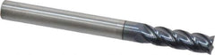 Accupro - 6mm, 19mm LOC, 6mm Shank Diam, 63mm OAL, 4 Flute, Solid Carbide Square End Mill - Single End, AlTiN Finish, Spiral Flute, 40° Helix, Centercutting, Right Hand Cut, Right Hand Flute - Eagle Tool & Supply