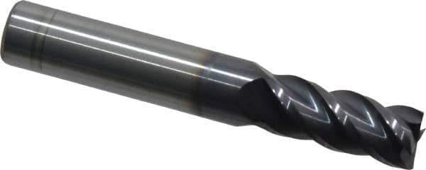 Accupro - 11mm, 25mm LOC, 12mm Shank Diam, 76mm OAL, 4 Flute, Solid Carbide Square End Mill - Single End, AlTiN Finish, Spiral Flute, 40° Helix, Centercutting, Right Hand Cut, Right Hand Flute - Eagle Tool & Supply