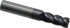 Accupro - 11mm, 25mm LOC, 12mm Shank Diam, 76mm OAL, 4 Flute, Solid Carbide Square End Mill - Single End, AlTiN Finish, Spiral Flute, 40° Helix, Centercutting, Right Hand Cut, Right Hand Flute - Eagle Tool & Supply