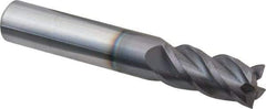 Accupro - 12mm, 25mm LOC, 12mm Shank Diam, 76mm OAL, 4 Flute, Solid Carbide Square End Mill - Single End, AlTiN Finish, Spiral Flute, 40° Helix, Centercutting, Right Hand Cut, Right Hand Flute - Eagle Tool & Supply