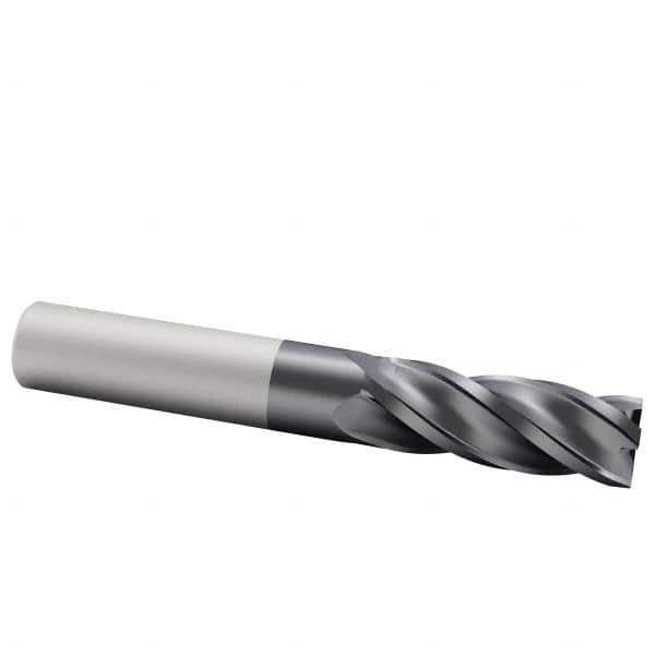 Accupro - 14mm, 32mm LOC, 14mm Shank Diam, 89mm OAL, 4 Flute, Solid Carbide Square End Mill - Single End, AlTiN Finish, Spiral Flute, 40° Helix, Centercutting, Right Hand Cut, Right Hand Flute - Eagle Tool & Supply