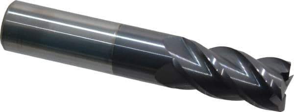Accupro - 16mm, 32mm LOC, 16mm Shank Diam, 89mm OAL, 4 Flute, Solid Carbide Square End Mill - Single End, AlTiN Finish, Spiral Flute, 40° Helix, Centercutting, Right Hand Cut, Right Hand Flute - Eagle Tool & Supply