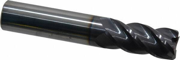 Accupro - 18mm, 38mm LOC, 18mm Shank Diam, 92mm OAL, 4 Flute, Solid Carbide Square End Mill - Single End, AlTiN Finish, Spiral Flute, 40° Helix, Centercutting, Right Hand Cut, Right Hand Flute - Eagle Tool & Supply