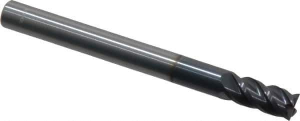 Accupro - 6mm, 12mm LOC, 6mm Shank Diam, 63mm OAL, 4 Flute, Solid Carbide Square End Mill - Single End, AlTiN Finish, Spiral Flute, 40° Helix, Centercutting, Right Hand Cut, Right Hand Flute - Eagle Tool & Supply